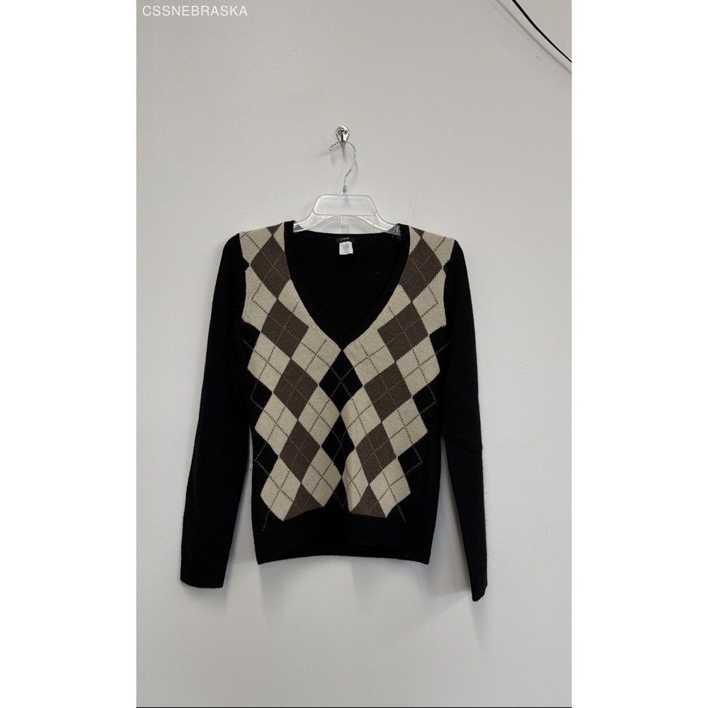 J.Crew Black/Brown women's sweater made from a wool and cashmere blend. - Size S